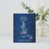 Gouden Blauwe Kerstbal Corporate Groet Feestdagenkaart (Staand voorkant)