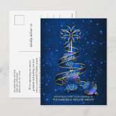Gouden Blauwe Kerstbal Corporate Groet Feestdagenkaart (Voorkant / Achterkant)