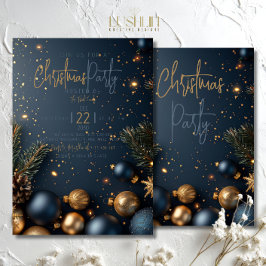 Gouden Blauwe Kerstversiering met Groene Kerst Kra Kaart