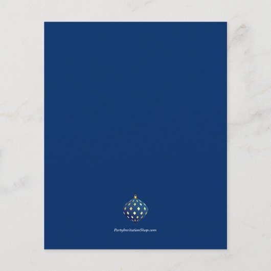 Gouden Blauwe Kerstversieringen Budget Uitnodiging (Achterkant)