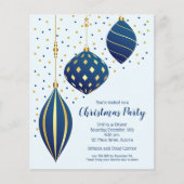 Gouden Blauwe Kerstversieringen Budget Uitnodiging (Voorkant)