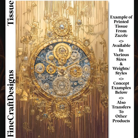 Gouden Blauwe Klok, Gears Schroeven Cogs DG8 Decou Tissuepapier