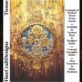 Gouden Blauwe Klok, Gears Schroeven Cogs DG8F Deco Tissuepapier