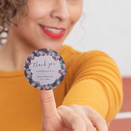 Gouden Blauwe Lavendel Paarse Hydrangeas Bruiloft Ronde Sticker