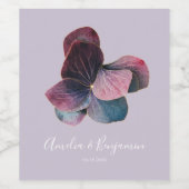 Gouden Blauwe Lavendel Paarse Hydrangeas Bruiloft Wijn Etiket (Enkel label)