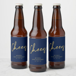 Gouden & Blauwe Lettering Proost Volwassenen Verja Bier Etiket
