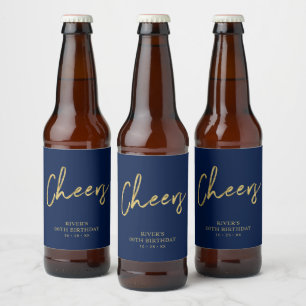 Gouden & Blauwe Lettering Proost Volwassenen Verja Bier Etiket