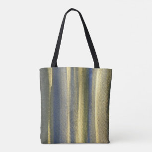 Gouden Blauwe Lijnen Aangepaste All-over-Print Can Tote Bag
