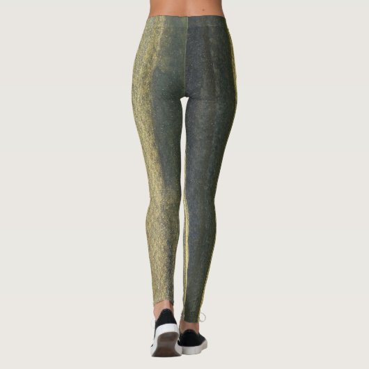 Gouden Blauwe Lijnen Aangepaste Leggings (Achterkant)