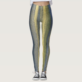 Gouden Blauwe Lijnen Aangepaste Leggings
