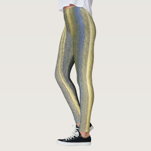Gouden Blauwe Lijnen Aangepaste Leggings (Links)