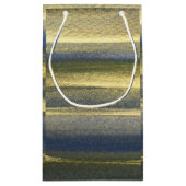 Gouden Blauwe Lijnen Custom Gift Bag - Klein, Glan Klein Cadeauzakje (Achterkant)