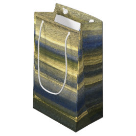 Gouden Blauwe Lijnen Custom Gift Bag - Klein, Glan Klein Cadeauzakje