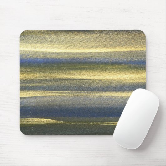 Gouden Blauwe Lijnen Mousepad Muismat (Met muis)