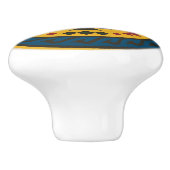 Gouden Blauwe Magenta Diamond Zapotec Keramische K Knop (Zijkant)