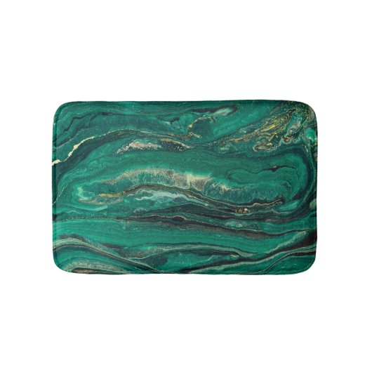 Gouden Blauwe Marmering: Vloeibare Kunst Badmat (Voorkant)
