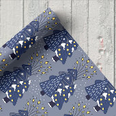 Gouden Blauwe Pijn Vakantie Verpakking Papier Blad Inpakpapier Vel