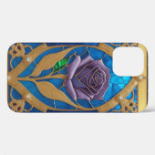 Gouden Blauwe Roos in Decoratieve Lijst Case-Mate iPhone Case (Achterkant (horizontaal))