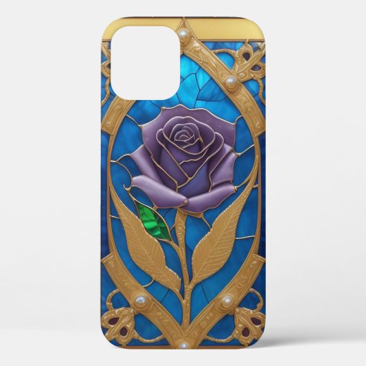 Gouden Blauwe Roos in Decoratieve Lijst Case-Mate iPhone Case (Achterkant)