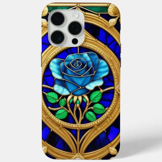 Gouden Blauwe Roos in Decoratieve Lijst Case-Mate iPhone Case (Achterkant)