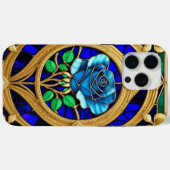 Gouden Blauwe Roos in Decoratieve Lijst Case-Mate iPhone Case (Achterkant (horizontaal))