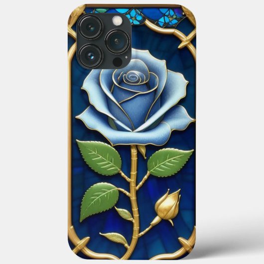 Gouden Blauwe Roos in Decoratieve Lijst Case-Mate iPhone Case (Achterkant)