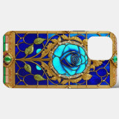 Gouden Blauwe Roos in Decoratieve Lijst Case-Mate iPhone Case (Achterkant (horizontaal))