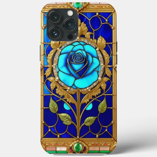 Gouden Blauwe Roos in Decoratieve Lijst Case-Mate iPhone Case (Achterkant)