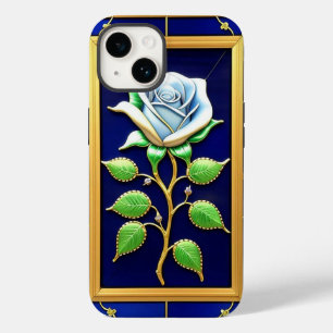 Gouden Blauwe Roos in Decoratieve Lijst Case-Mate iPhone 14 Hoesje