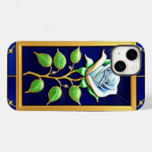 Gouden Blauwe Roos in Decoratieve Lijst Case-Mate iPhone Case (Achterkant (horizontaal))