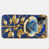 Gouden Blauwe Roos in Sierlijst Case-Mate iPhone Case (Achterkant (horizontaal))