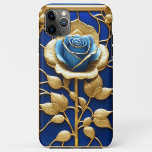 Gouden Blauwe Roos in Sierlijst Case-Mate iPhone Case