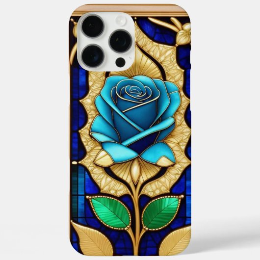 Gouden Blauwe Roos in Sierlijst Case-Mate iPhone Case (Achterkant)