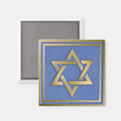 Gouden Blauwe Ster David Kunstpaneel  Magneet (Voorkant / Achterkant)