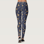 Gouden Blauwe Ster grillige Moderne Elegante Kerst Leggings (Achterkant)