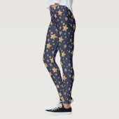 Gouden Blauwe Ster grillige Moderne Elegante Kerst Leggings (Links)