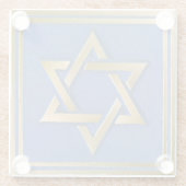 Gouden Blauwe Ster van David Art Panel Glazen Onderzetter (Achterkant)