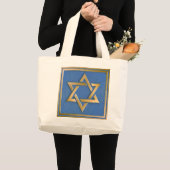Gouden Blauwe Ster van David Art Panel Grote Tote Bag (Voorkant (product))