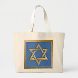 Gouden Blauwe Ster van David Art Panel Grote Tote Bag