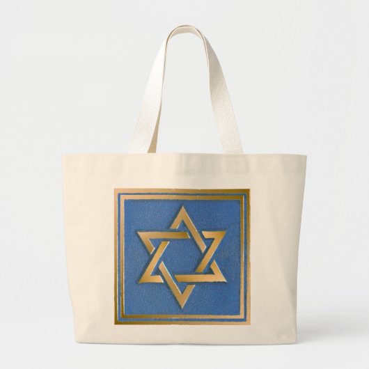 Gouden Blauwe Ster van David Art Panel Grote Tote Bag (Voorkant)