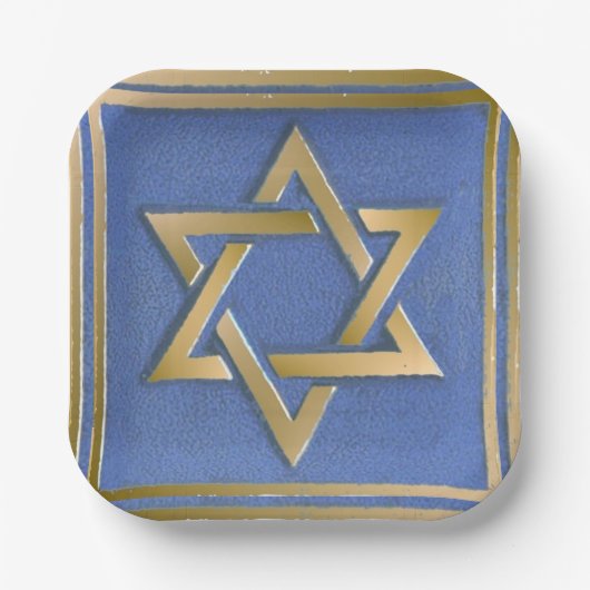 Gouden Blauwe Ster van David Art Panel Papieren Bordje (Voorkant)