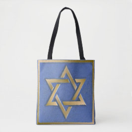 Gouden Blauwe Ster van David Art Panel Tote Bag