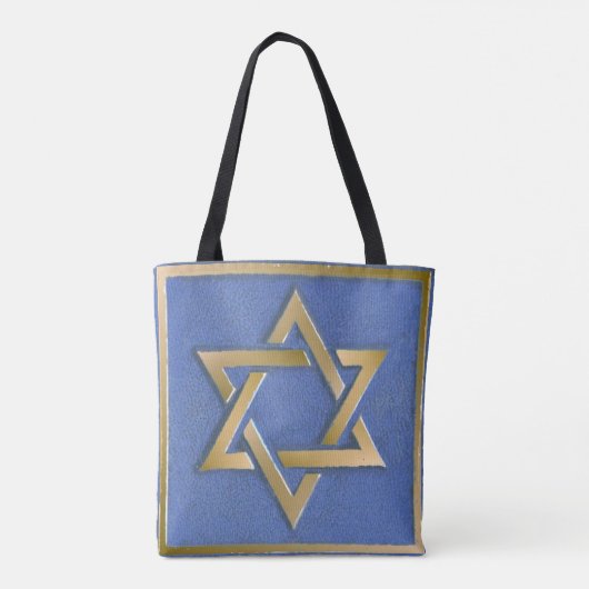 Gouden Blauwe Ster van David Art Panel Tote Bag (Achterkant)