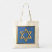Gouden Blauwe Ster van David Art Panel Tote Bag (Achterkant)
