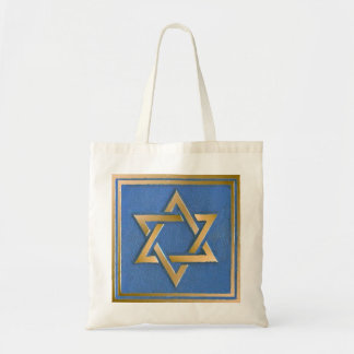 Gouden Blauwe Ster van David Art Panel Tote Bag