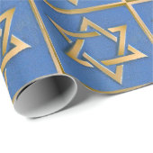 Gouden Blauwe Ster van David Kunstpaneel Cadeaupapier (Rol Hoek)