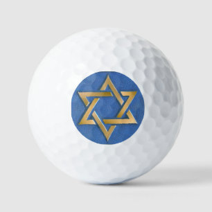 Gouden Blauwe Ster van David Kunstpaneel   Golfballen
