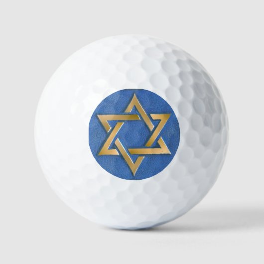 Gouden Blauwe Ster van David Kunstpaneel Golfballen (Voorkant)