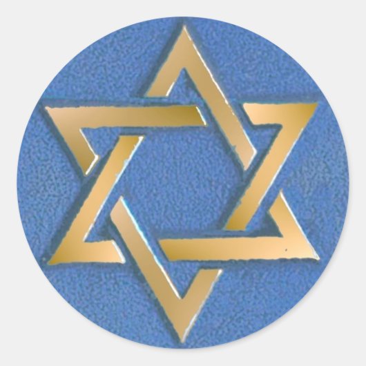 Gouden Blauwe Ster van David Kunstpaneel   Ronde Sticker (Voorkant)