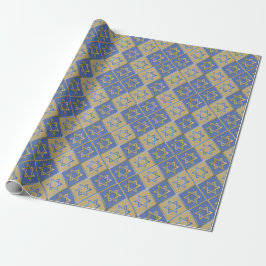 Gouden Blauwe Ster van David Kunstpanelen Cadeaupapier